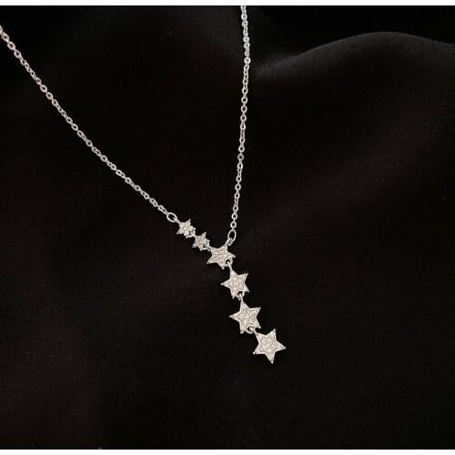 Zircon Star Necklace Light Luxury Female Ins Wild Clavicle Chain Simple Temperament Necklace Womens Jewelry