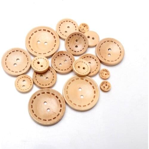 DIY Round Wooden Sewing Buttons Boton Costura for Handmade Scrapbooking Craft and Clothing 30pcs 10-30mm