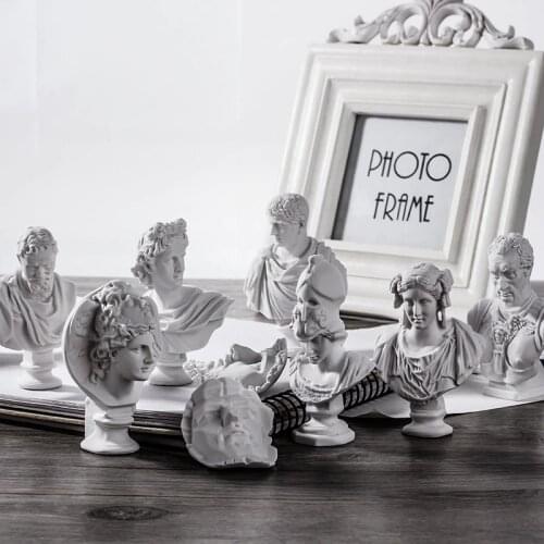 WU CHEN LONG 10 Pcs/set Apollo Athena Crown Goddess Caracalla Sculpture Home Decor Greek Imitation Plaster Resin Crafts R4499
