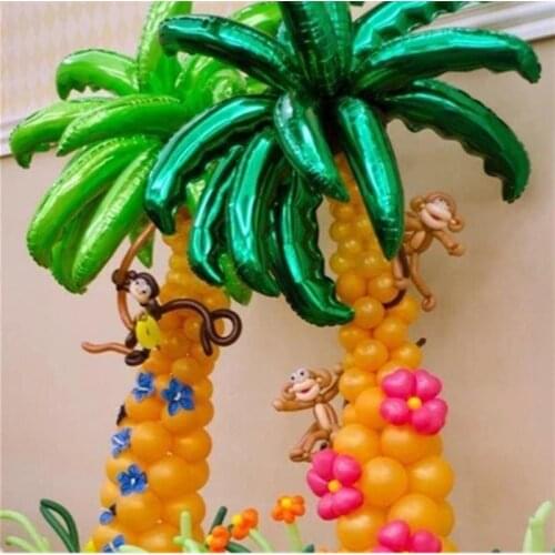 Coconut Tree Leaf Foil Balloons Birthday Party Wedding Room Decor Palm Leaf Aluminum Globos Opening Ceremony