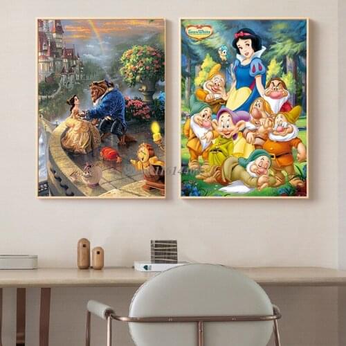 Canvas Painting Disne Snow White Cinderella Anime Beauty Beast Poster and Prints Wall Art Pictures Home Decor Bedroom Decoration