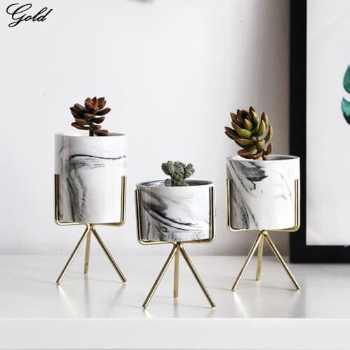 Classic Art Iron Display Rack with Ceramic Vase Landscape Shelf Flower Plant Pot Stand Anti-rust Holder Display Home Decoration