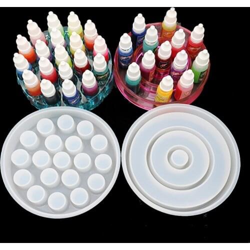Round Lipstick Storage Box DIY Jewelry Hand Made Crystal Trinket Silicone Mold for Epoxy Resin Mold Pigment Bottle Storage