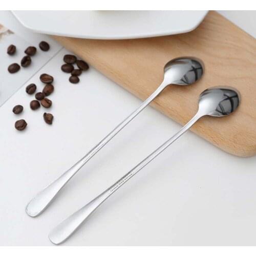 Spoon Long Handle Stainless Steel Teaspoons Creative For Ice Cream Coffee Soup Tea Cocktail C66