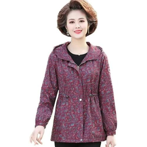 Mother Spring And Autumn Clothes Foreign Style Women Coat Plus Size 5XL Top 2021 New Hooded Foreign Style Windbreaker Female A57