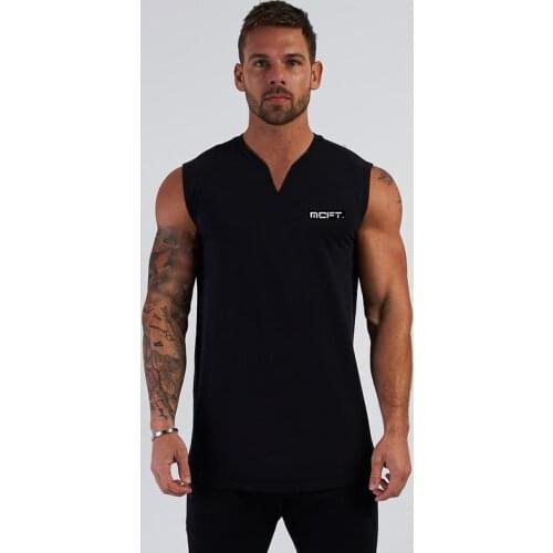 New Workout Mens Sports Fashion Casual Tank Top Breathable Gym Clothing Bodybuilding Fitness Singlets Sleeveless V-Neck Vest