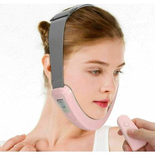 Micro Current Electric Face Slimming Belt Remote Control V Face Chin Lift Massager Rechargeable Vibration Facial Slimmer