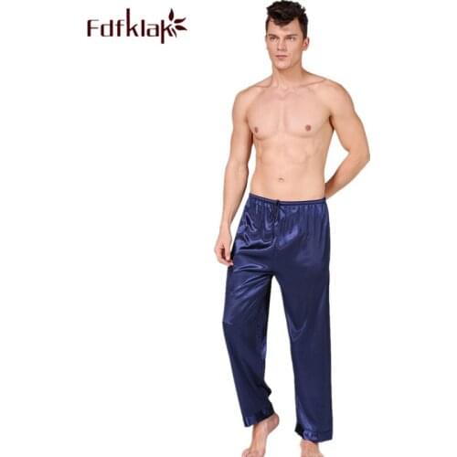 M-3XL plus size pajamas pant men silk satin sleepwear pants lounge home wear pijama pants long bottom sleep pant male trouser