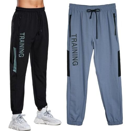 Men Running Pants Print Drawstring Sweatpants Quick Dry Football Training Trousers Casual Fitness Gym Sportpants