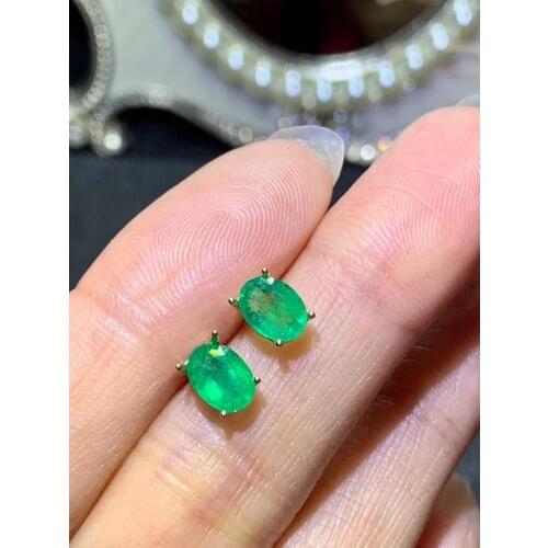 Real 18K Gold Natural and real Emerald earrings Fashion Earring