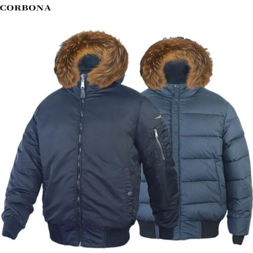2021 CORBONA New Mens Jackets Winter Coat Real Ful Collor Reversible Both Sides Business Fashion Down Cotton Parka Thick Casual