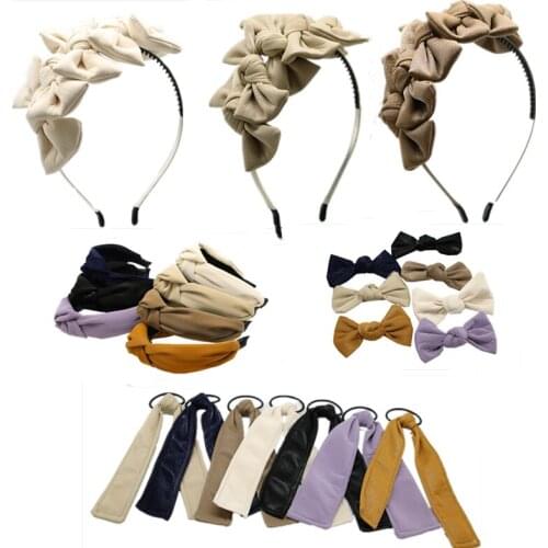 2021 New WINTER leather styles bow headband girls hair pony fashion hair accessories