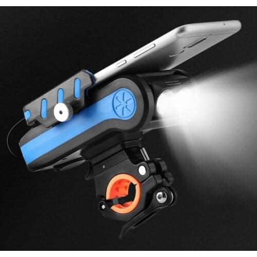 NEW 4 In 1 Multifunctional Headlight Mobile Phone Bracket Removable Bicycle Portable Battery Horn Headlight Flashlight Riding