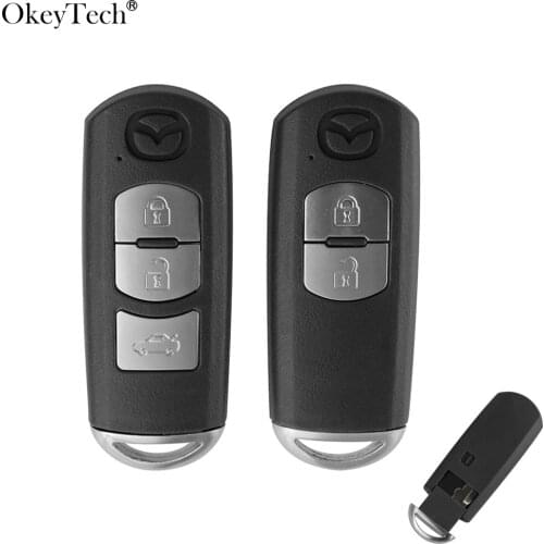 Okeytech 2/3 Button Smart Car Key Fob Shell for Mazda X-5 Summit Axela Atenza M3 M6 Auto Remote Control Key With Uncut Blade