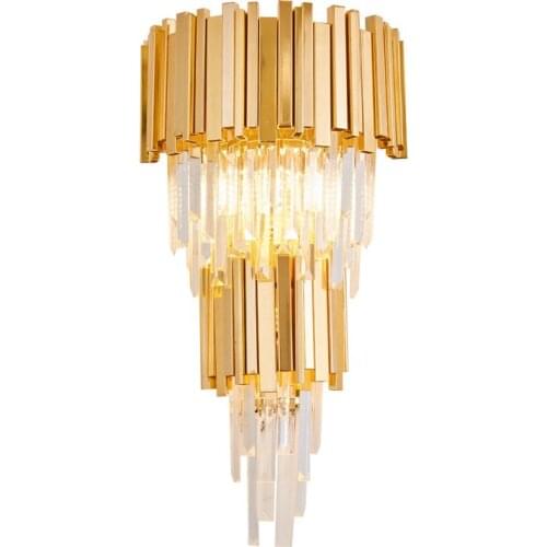 Vintage modern crystal lampes suspendues crystal mirror light bedside bedroom bedside corridor wall lamp
