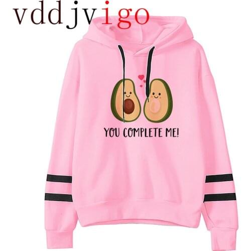 Funny Cartoon Avocado Harajuku Winter Warm Hoodie Women Graphic Ullzang Vegan Cute Anime Sweatshirt Kawaii Oversize Hoody Female