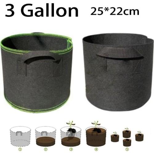 1/3pcs 3 Gallon Plant Grow Bags Garden Tools Fabric Pot Jardim Home Gardening Flowers Plant Growing Grow black or green U26