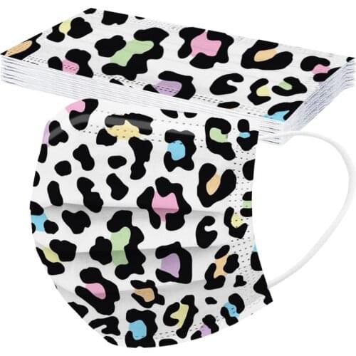 10/50/100PCS Adult Face Cover mascarillas Disposable Faceshield Unisex Skin Care Breathable Leopard Print 3Ply mascaras faciales