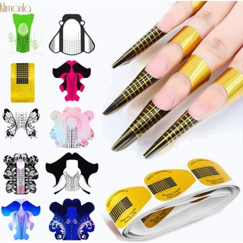 100pcs French Acrylic Nail Form Tips 24 Designs Nail Extension Sticker Builder Forms Guide Stencil Paper Tools for Manicure