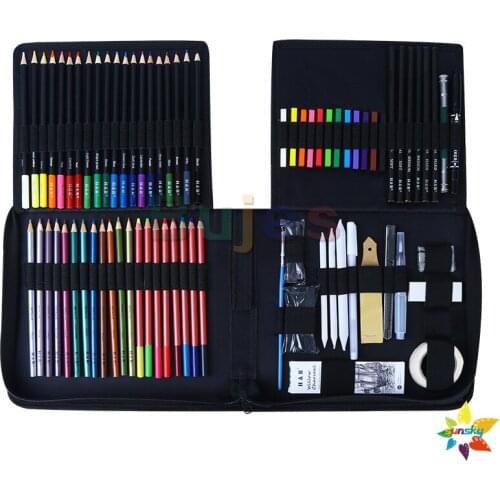 122Pc/set Drawing Sketch Pencil Charcoal Graphite Watercolor Metallic Color Pencil Oil Sketch Painting Coloring Professional Set