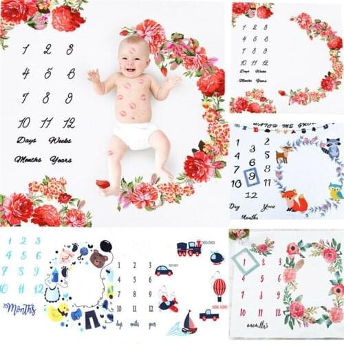 2019 Hot Newborn Baby Infants Milestone Blanket Mat Photography Prop Monthly Growth Floral Cartoon Print