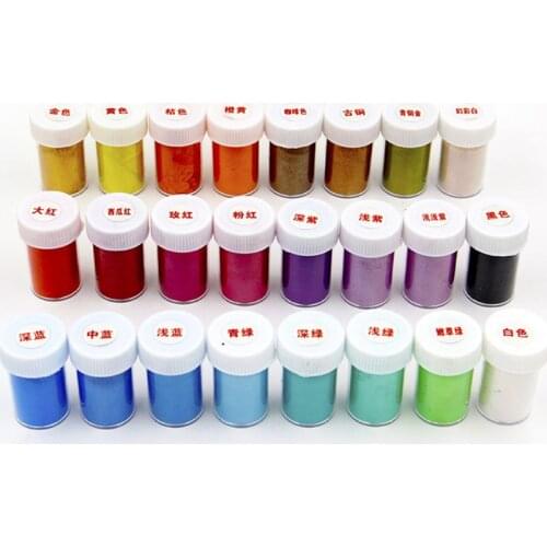 24 Pcs/set Pearlescent Powder Mica Glitter Sliam DIY Crafts Making Epoxy Pigment Toning Dye Accessories