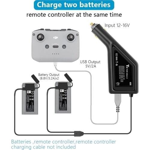 3 in 1 Car Charger For DJI Mavic Mini 2 Drone Battery Remote Control Charging Hub USB Port Power Adapter Accessories