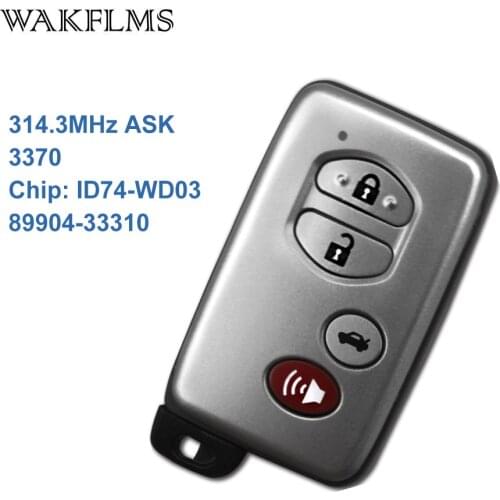 4 Buttons 314.3MHz PCB No 3370 ID74-WD03 Chip Sliver Keyless Go / Entry Remote Car Key For Toyota