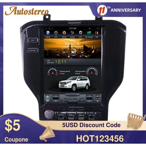 For Ford Mustang GT320 GT500 2015+ Carbon Fiber Android 9.0 Car GPS Navigation Stereo Head Unit Multimedia Player Auto Radio V8