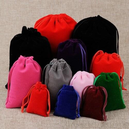 10PCS 15x20cm Drawstring Velvet Bags Jewelry Packing Display Pouches Christmas New Year Birthday Party Candy Chocolate Gift Bags