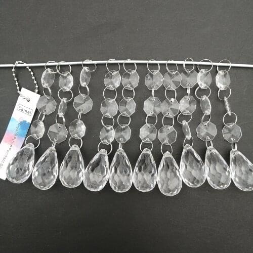 Camal 60pcs 10cm Drop Shaped Acrylic Crystal Octagonal Bead String Garland Chain Chandelier Hanging Home Party Curtain Wedding