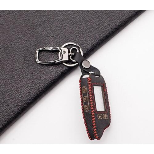 Soft Texture 100% Leather Fob Key Case for Tomahawk TZ9010 Russian Safety In Two-way LCD Car Alarm System