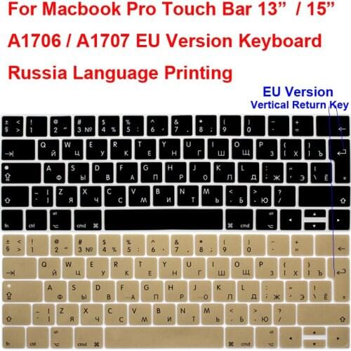 Russian Keyboard Cover Skin For Macbook Pro Touch Bar 13 13.3 15 15.4 A1706 A1989 A1707 Keyboard Protector EU version Guard