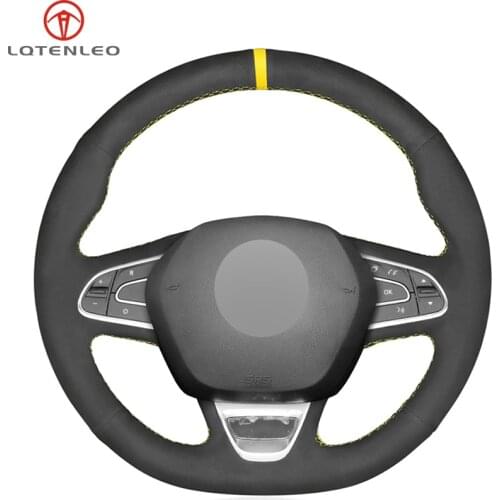 LQTENLEO Black Suede DIY Sew Car Steering Wheel Cover For Renault Kadjar Koleos Megane Talisman Scenic Espace 2015-2018