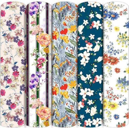 Floral Flowers Polyester Cotton Material Fabric Patchwork Sewing Kids Cloth Quilt Dress Curtains Tissue Kids Home Textile,c16381