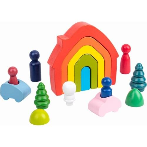 Kids Wooden Rainbow Building Block Montessori Educational Toys For Children Creative Stacking Balance Jenga Puzzle Learning Game