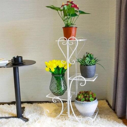 DSD21 Home 4-Tier Save Space lron-Flower-Stand Balcony Living Room Floor Type Flower Rack European Style Indoor lron Pergola