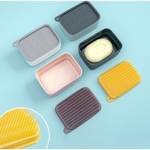 Travel Carrying Washing Brush Soap Box Household Soap Box with Lid Dual-use Sponge Drain Handmade Soap Storage Box