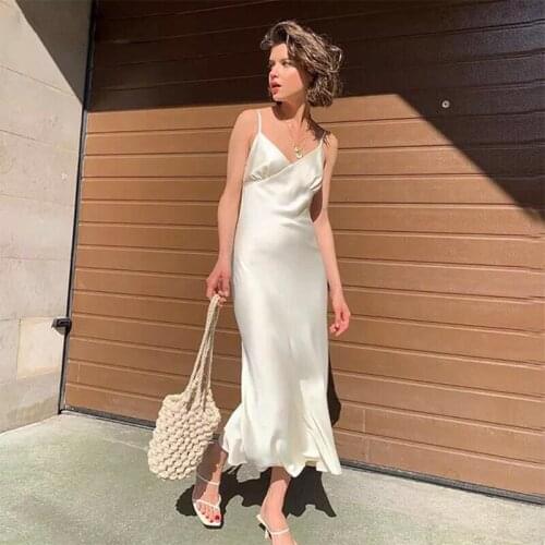 Ms Sexy V-neck Sleeveless Dresses Summer 2020 New Party Dresses Fashion European and American Suspender Long skirt