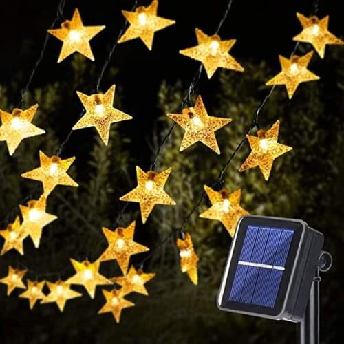 Solar Outdoor Star String Lights Garland 8 Modes Twinkle Fairy Light Waterproof for Garden Lawn Patio Landscape Party Decoration