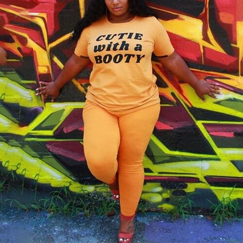 Sets Womens Outfits Summer 2021 Crop Tops & Pencil Pants Skinny Letter Print Fashion High Street 2 Pieces Matching Sets Clothes