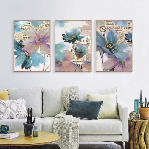 Beautiful Flower Retro Newspaper Poster Print Art Canvas Painting Picture Aisle Home Wall Art Graffiti Bedroom Modern Decoratio