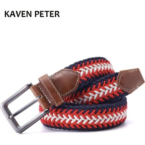 Mens Designer Belts Mens Leather Braided Elastic Stretch Cross Buckle Casual Golf Belt Waistband From Belt Factory Free Shipment