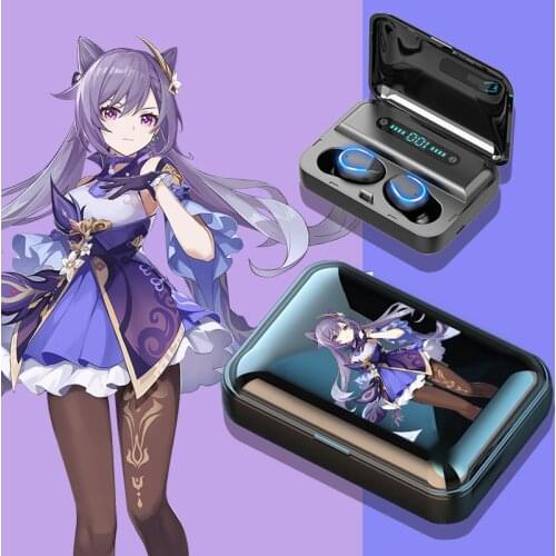 Genshin Impact Keqing Bluetooth earphones ZhongLi Xiao Klee Venti Barbara cosplay For Android Wireless Earbuds Charging box 5.0