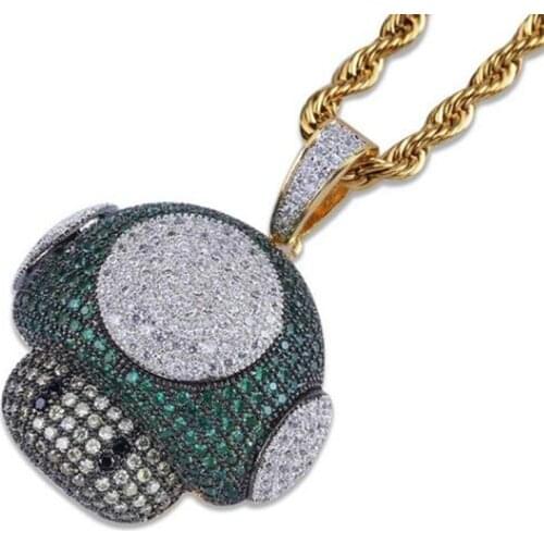 Hip Hop Trend Street Dance Mario Mushroom Head Pendant Necklace Unisex Necklace Jewelry