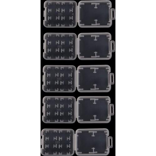 5PCS 8 in 1 Plastic Transparent Standard SD SDHC Memory Card Case Holder Box Storage C26
