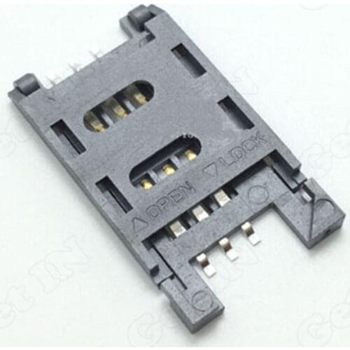 500pcs 6P SIM Socket Slot for Table PC Phone Clamshell Mobile Phone SIM Jacks Gold-Plating without Column