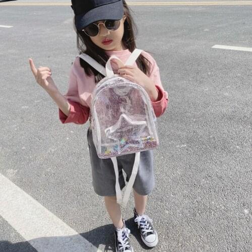 Jelly Children Backpack 2020 Summer New Style PVC Fashion Men and Women Children Sequin Backpack Fashion Transparent School Bag
