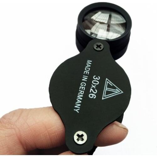 Double Optical Glass Lens Magnification 30x Folding Jewel Loupe Identifying Helping Magnifying Glass Portable Jewelry Magnifier
