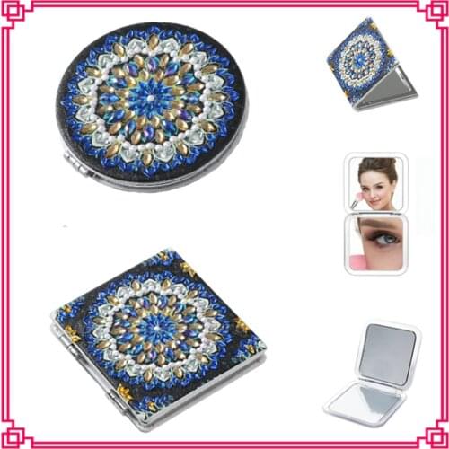 Folding mini makeup mirror DIY shaped diamond painting ultra-thin makeup mirror double-sided diamond handmade ladies gift